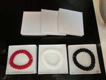 3 Identical Beaded Stretch Bracelets - Red - White - Black - Gift Boxed in Luke AFB, Arizona